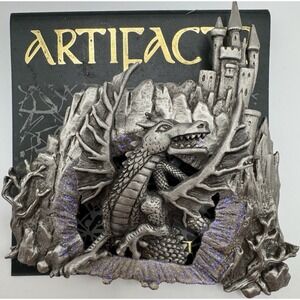 Fantasy Dragon Pewter Pin JJ Jonette Gothic Medieval Castle Cloak Jacket Pin